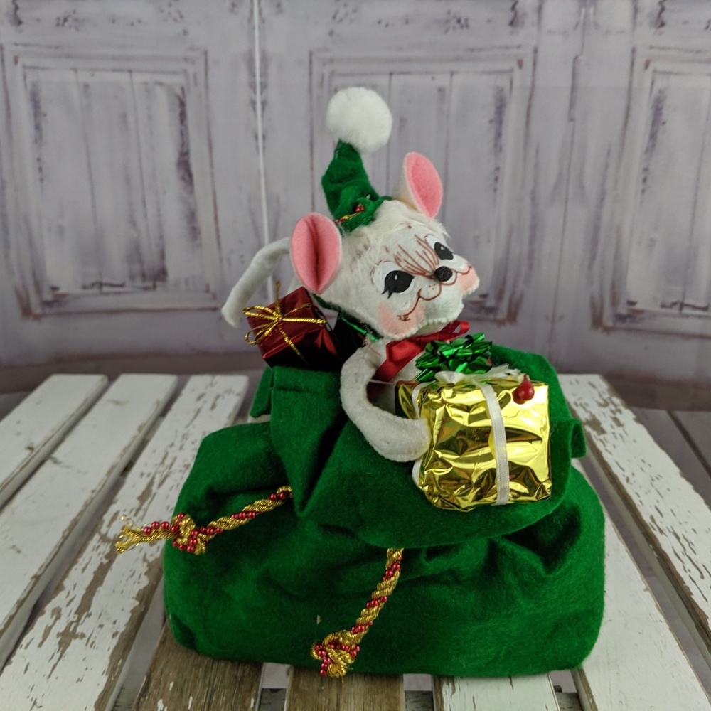 Annalee mouse mice presents grren‎ bag